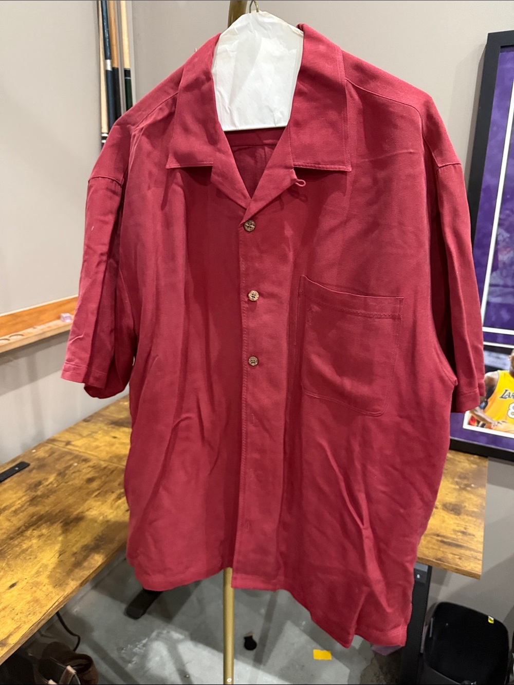 Tommy Bahama Deep Red silk button down Short-Sleeve Shirt Jacket